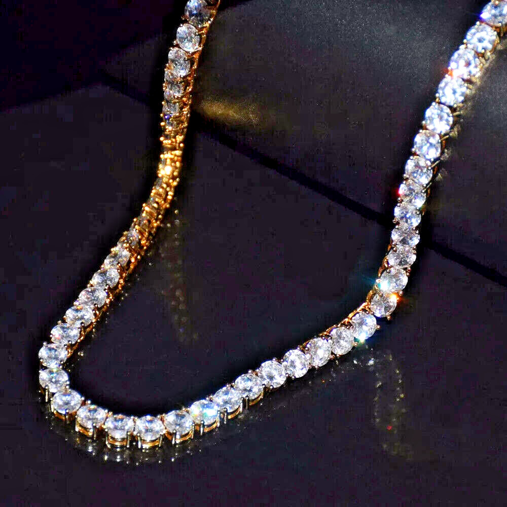 Tennis Chain Necklace Zircon Men Women Iced Out Hip Hop 6mm Copper Love Gift New