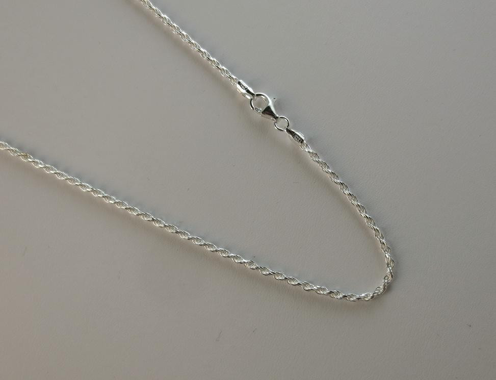 1.8mm Sterling Silver D/C Rope Chain. Pure .925 Italian14,16,18,20,22,24,30 inch