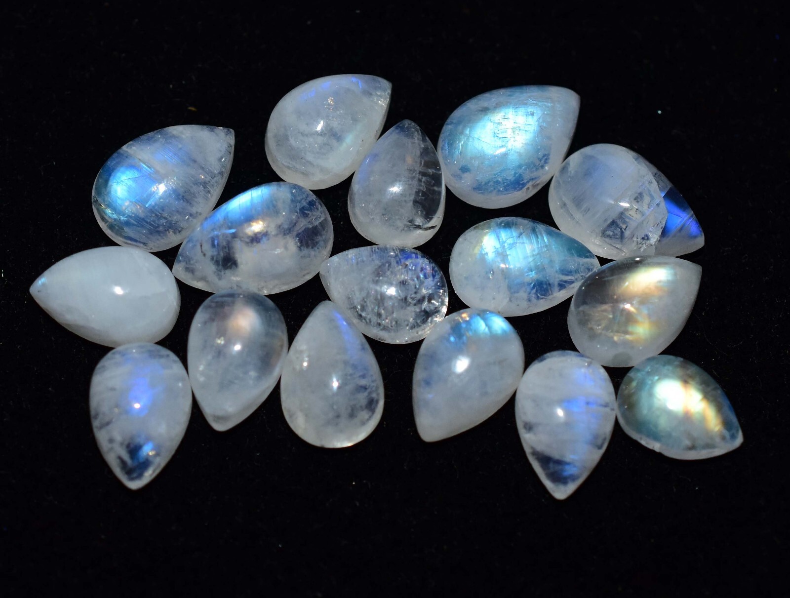 24.90 Ct Natural White Ceylon Moonstone Silky Blue Shine 16 Pcs Loose Gemstone