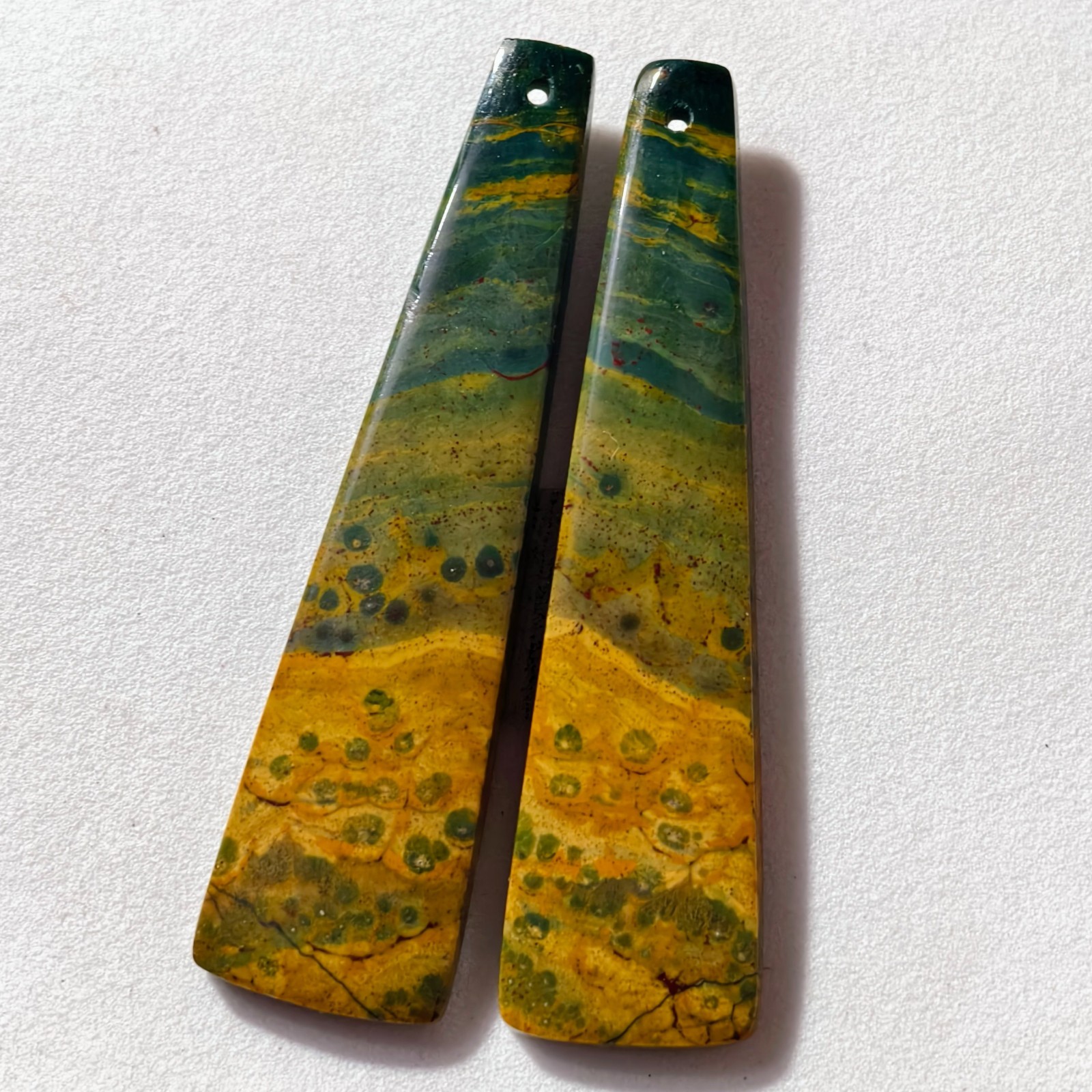 41 Cts Natural Ocean Jasper Drilled Match Pair Cabochon Gemstone 51.4 X 13.4 MM