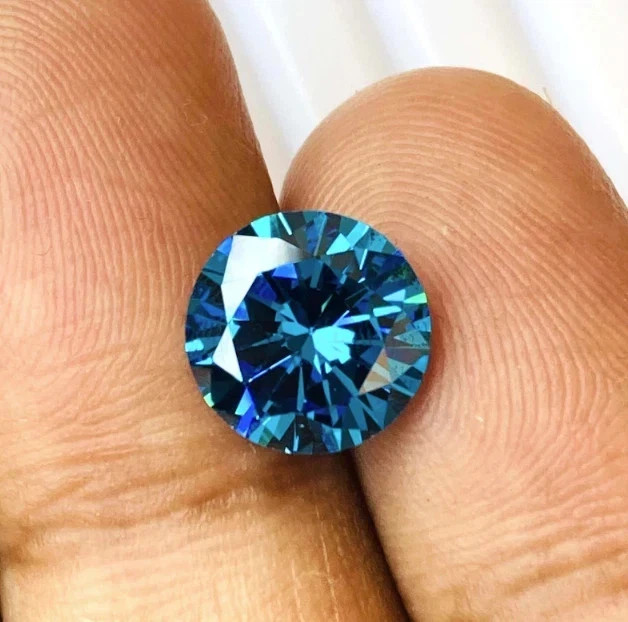 LAB GROWN 3CT BLUE DIAMOND ROUND CUT VVS1 CVD LOOSE CERTIFIED GEM
