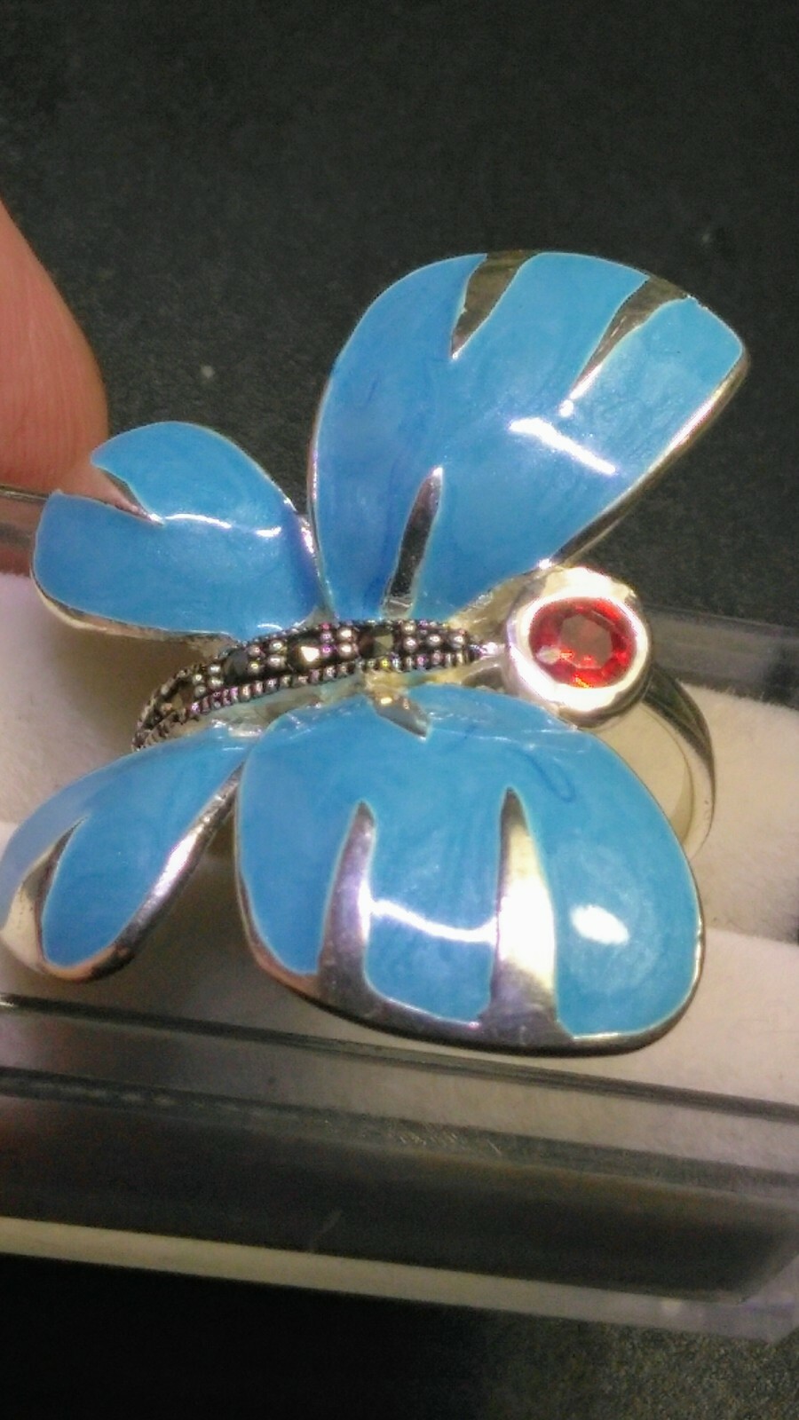 LIVELY MEENAKARI BUTTERFLY IN STERLING SILVER.925 RING SIZE 9.0-9.25