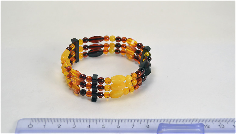 Amber Bracelet Natural Amber 3 Thread Unisex Elastic No Clasp EGRP 057