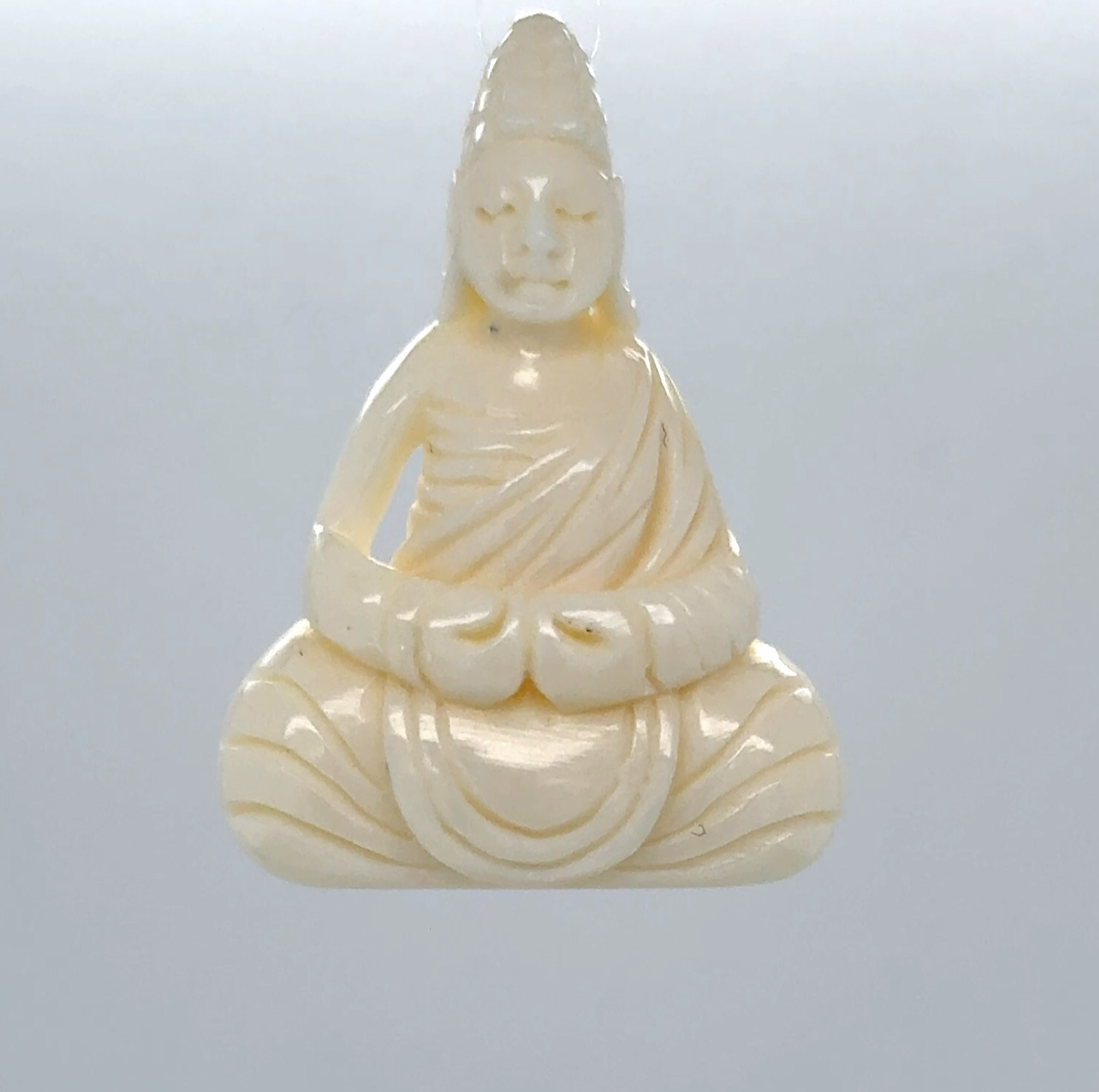 Hand Carved Water Buffalo Bone Praying Sitting Buddha Pendant