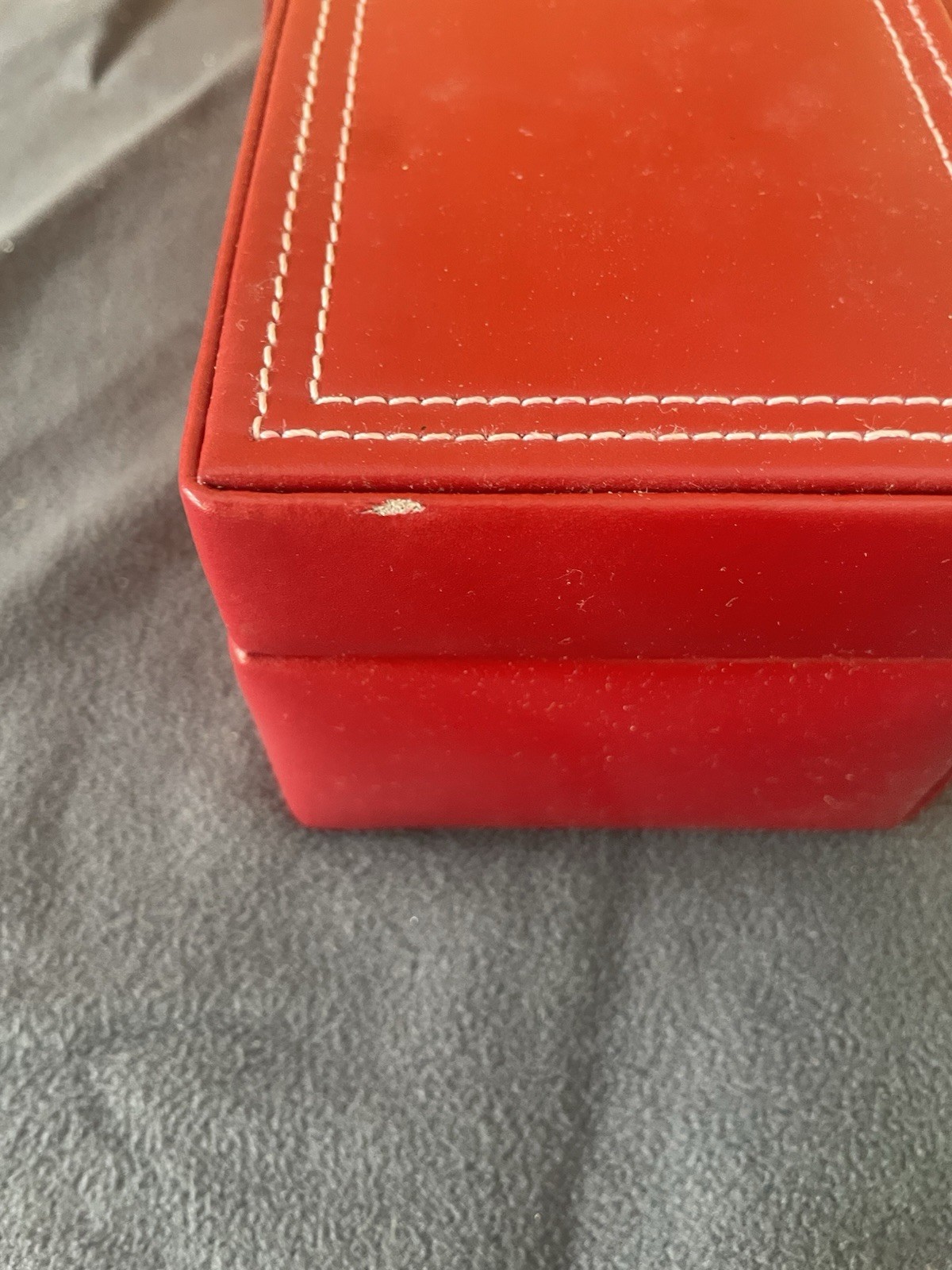 Red Faux Leather Jewelry Box 11″ 3 Piece Fabric Lined Travel Multi Compartment