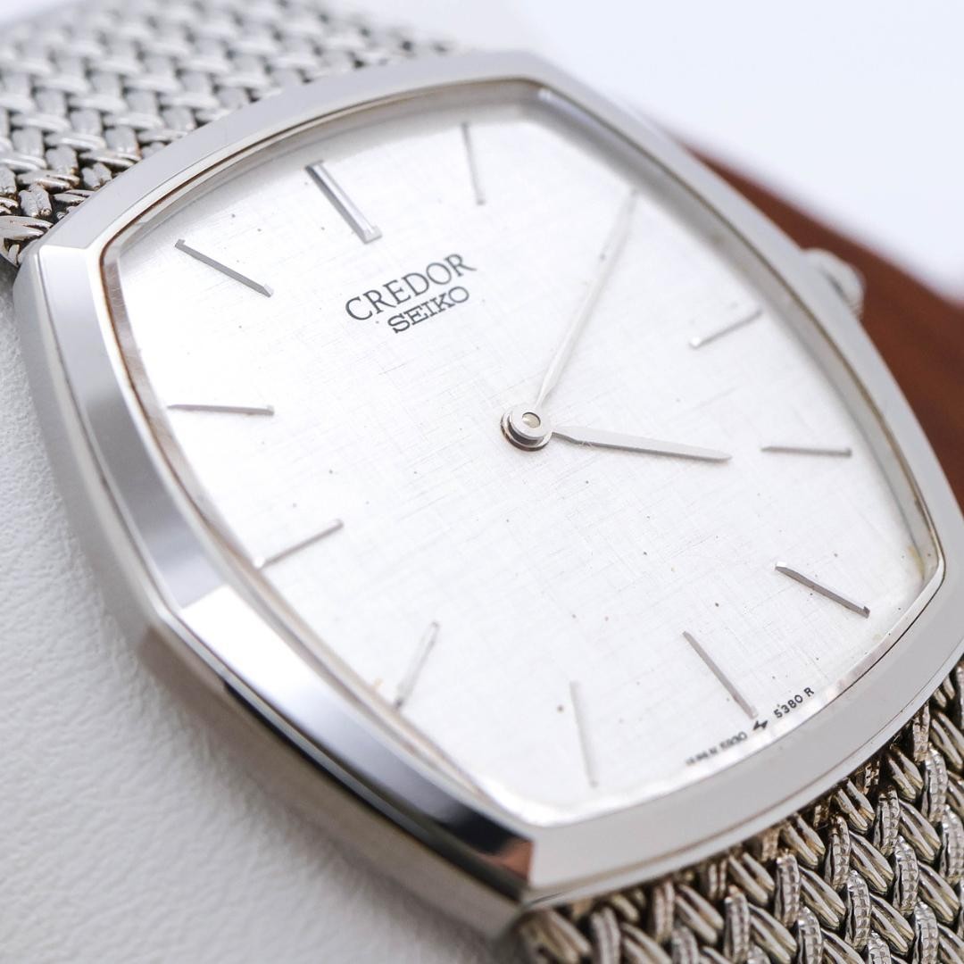 Seiko Credor 5930-5390 Quartz Silver Mesh Band wrist 18.3cm/7.2in NB/NA