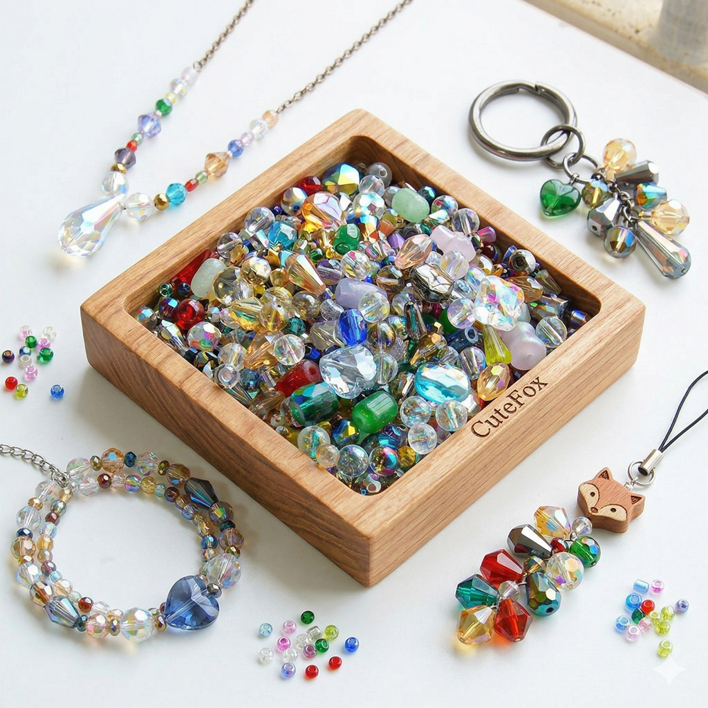 Mixed Color Glass Beads Kit for Bracelet Necklace Jewelry Making DIY with box