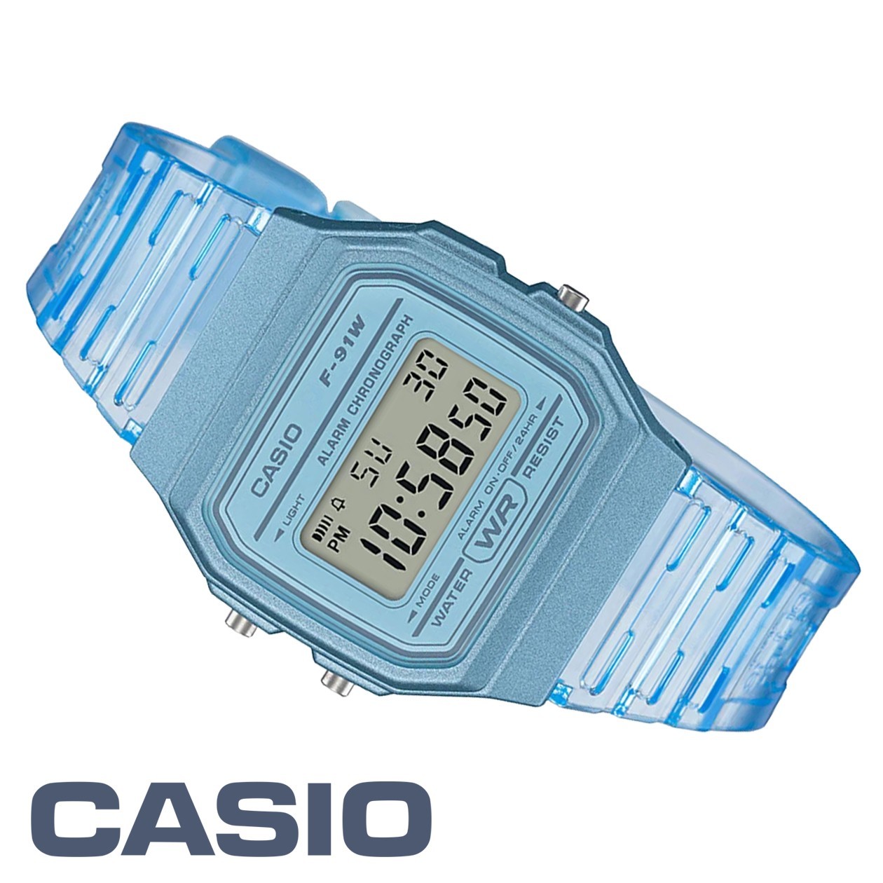CASIO F-91WS-2JH Transparent Blue Band Classic Digital Watch