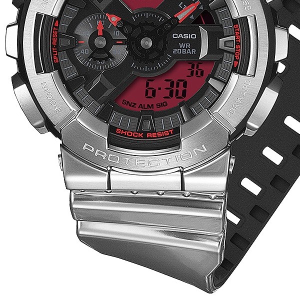 Casio G-Shock GM-110YRA-8AJF Fine Metallic Silver Red Analog Digital Watch