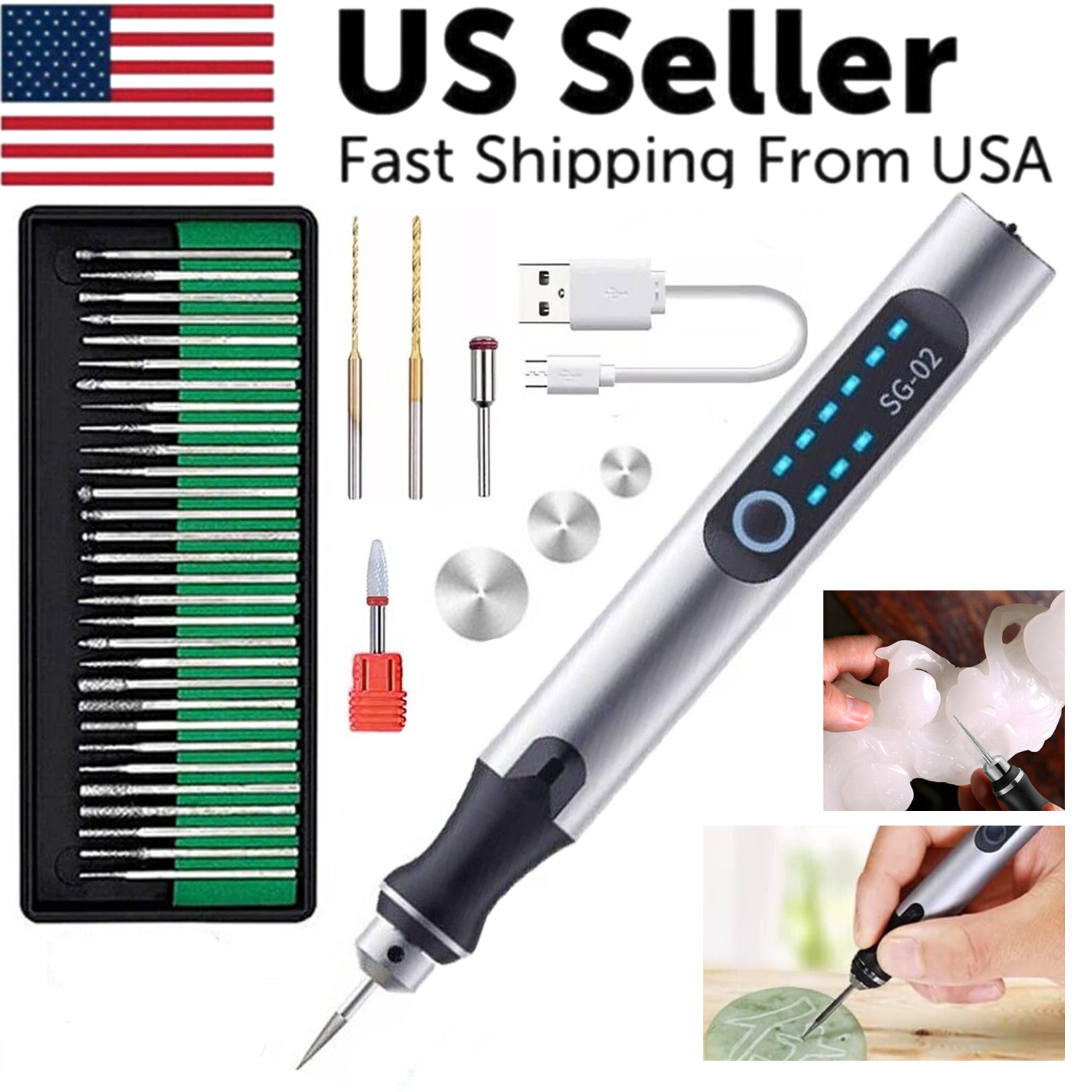 Cordless Electric Mini Drill Grinder Engraving Pen Variable Speed Rotary Tool US