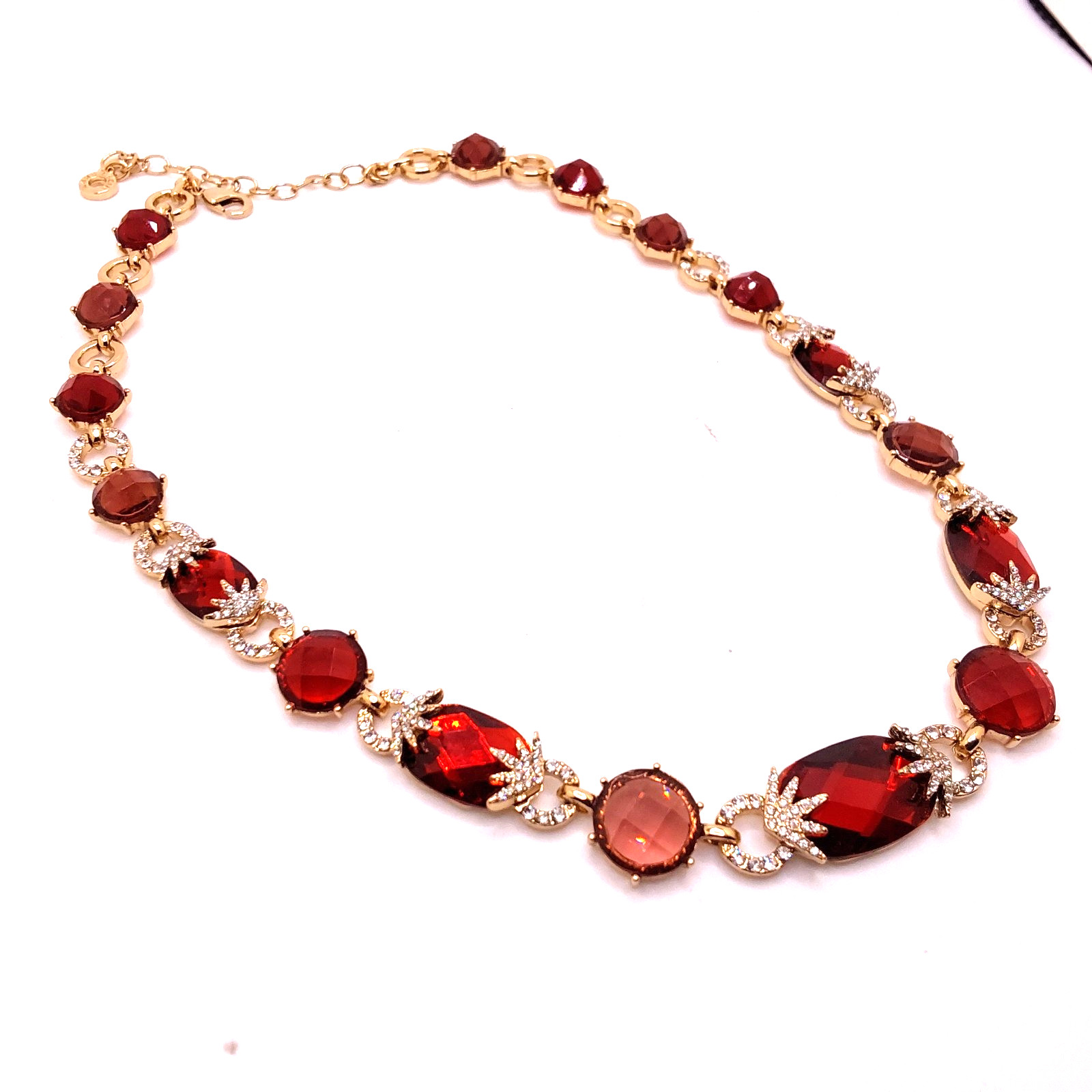 Anne Klein Beautiful Elegant Pave Siam Stone Collar Necklace