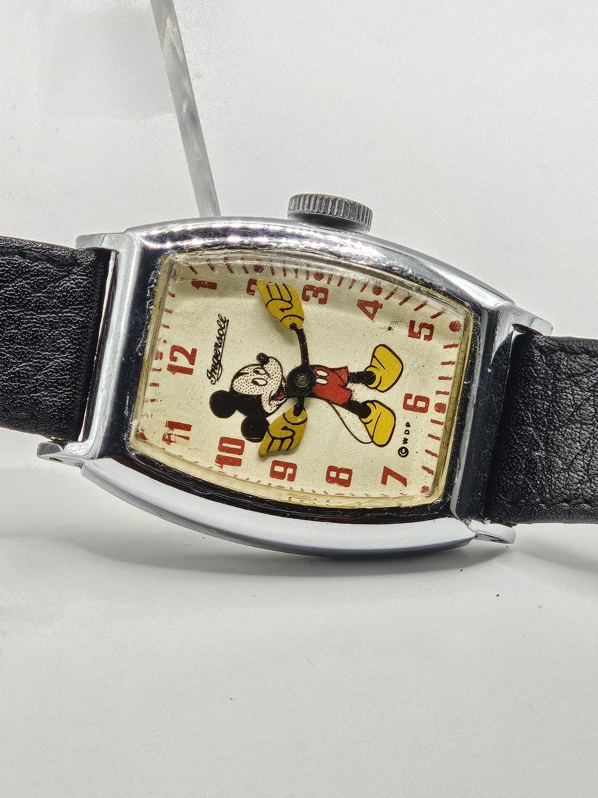Rare 1947 Ingersoll US Time Mickey Mouse (Measles) Wristwatch Running