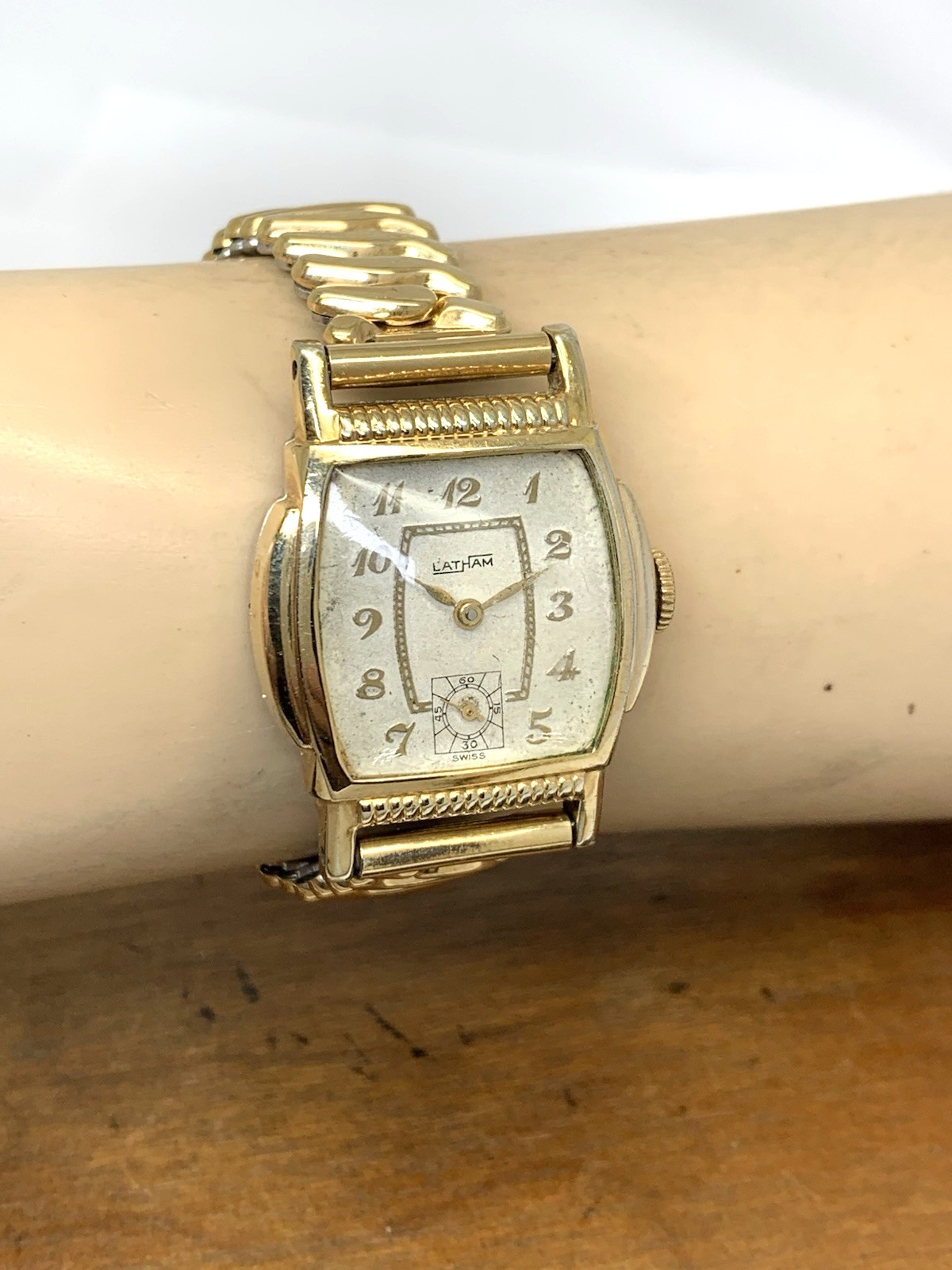 Latham Watch Art Deco Swiss Manual Silver Dial Gold Stainless Steel Tank 27mm