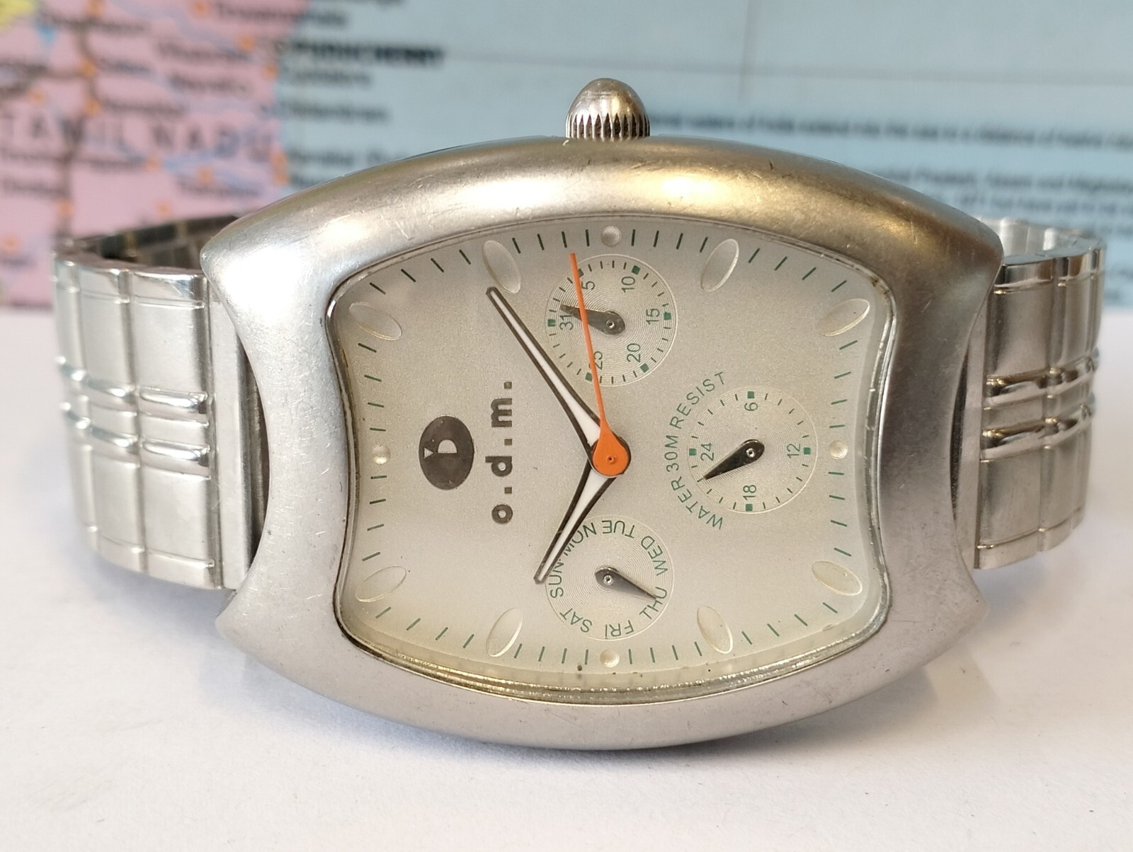 O.D.M. MULTIFUNCTION QUARTZ SILVER DIAL 840803 JAPAN MEN’S FULL WORKING VINTAGE