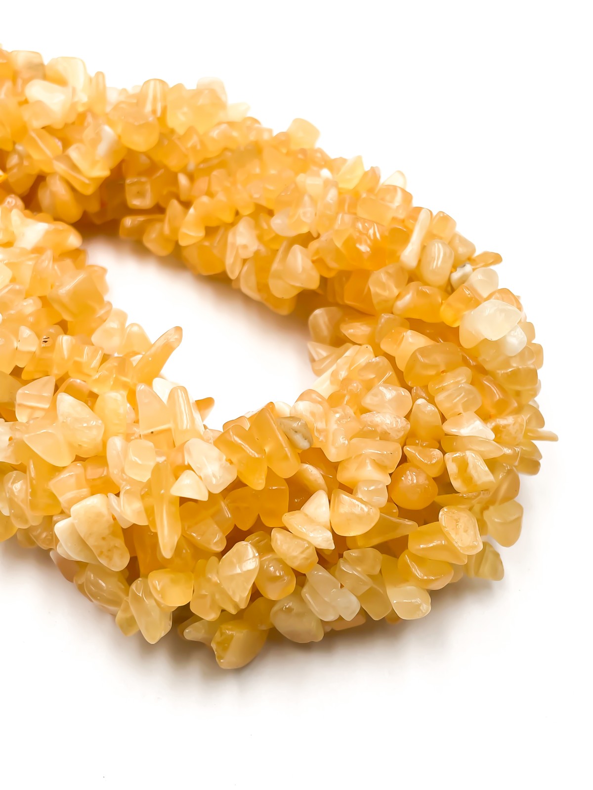 Natural Honey Calcite Irregular Pebble Nugget Chips Approx. 7-8mm 15.5″ Strand