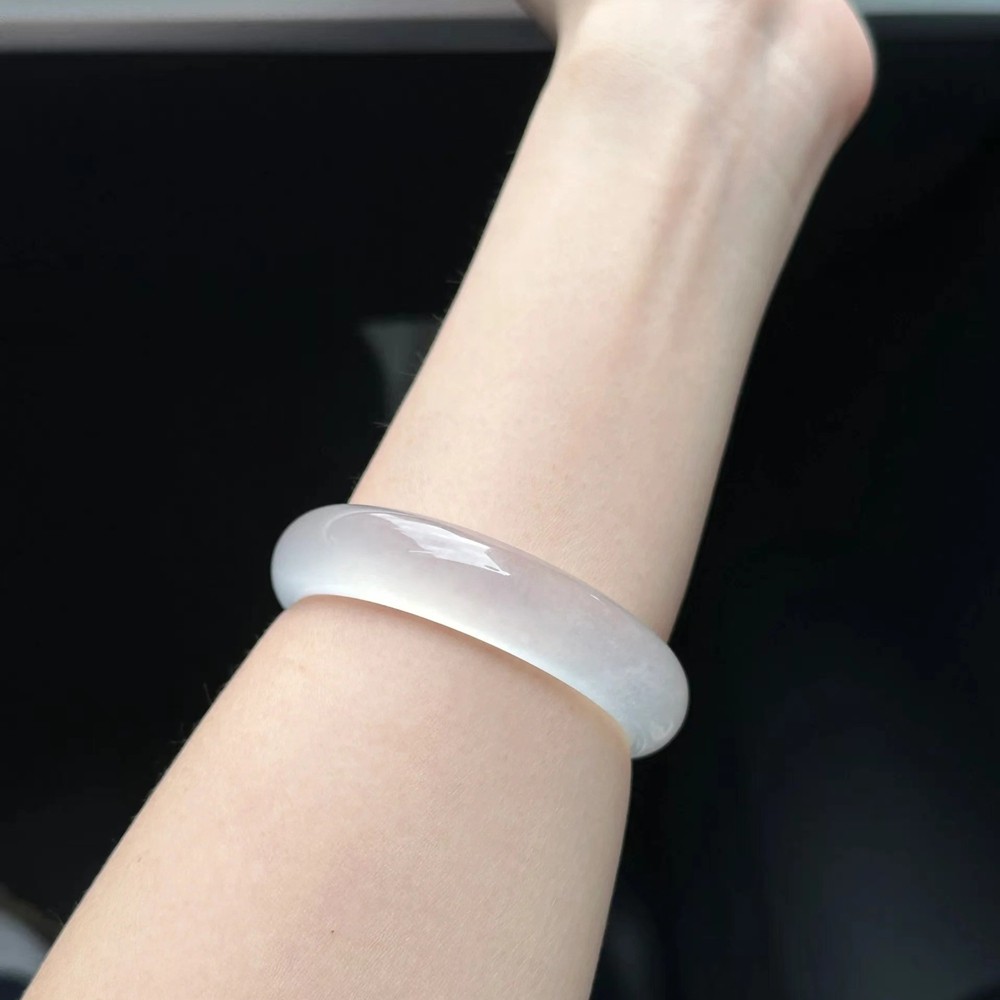 Certified 52-66mm High Ice White Natural Burma Jade jadeite Bangle Bracelet
