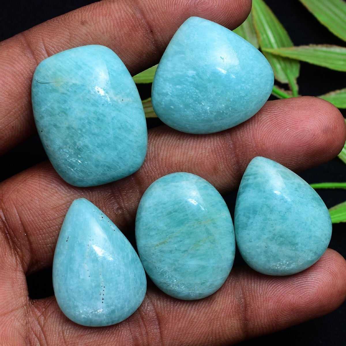 5 Pcs Natural Amazonite Untreated 25mm-29mm Cabochon Glossy Loose Gemstones Lot