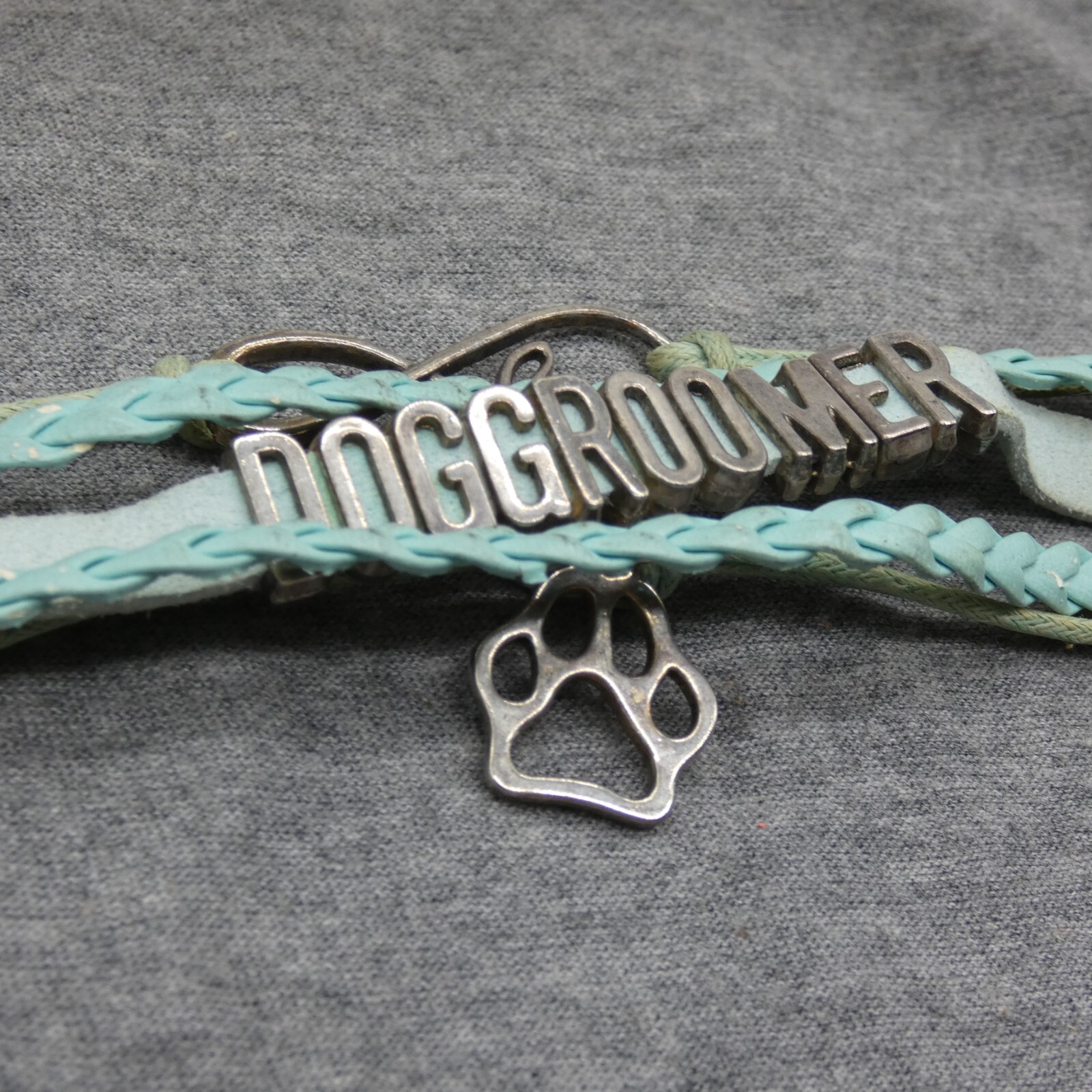 Aqua Color Dog Groomer Fashion Friendship Style Multi-Strand Charm Bracelet