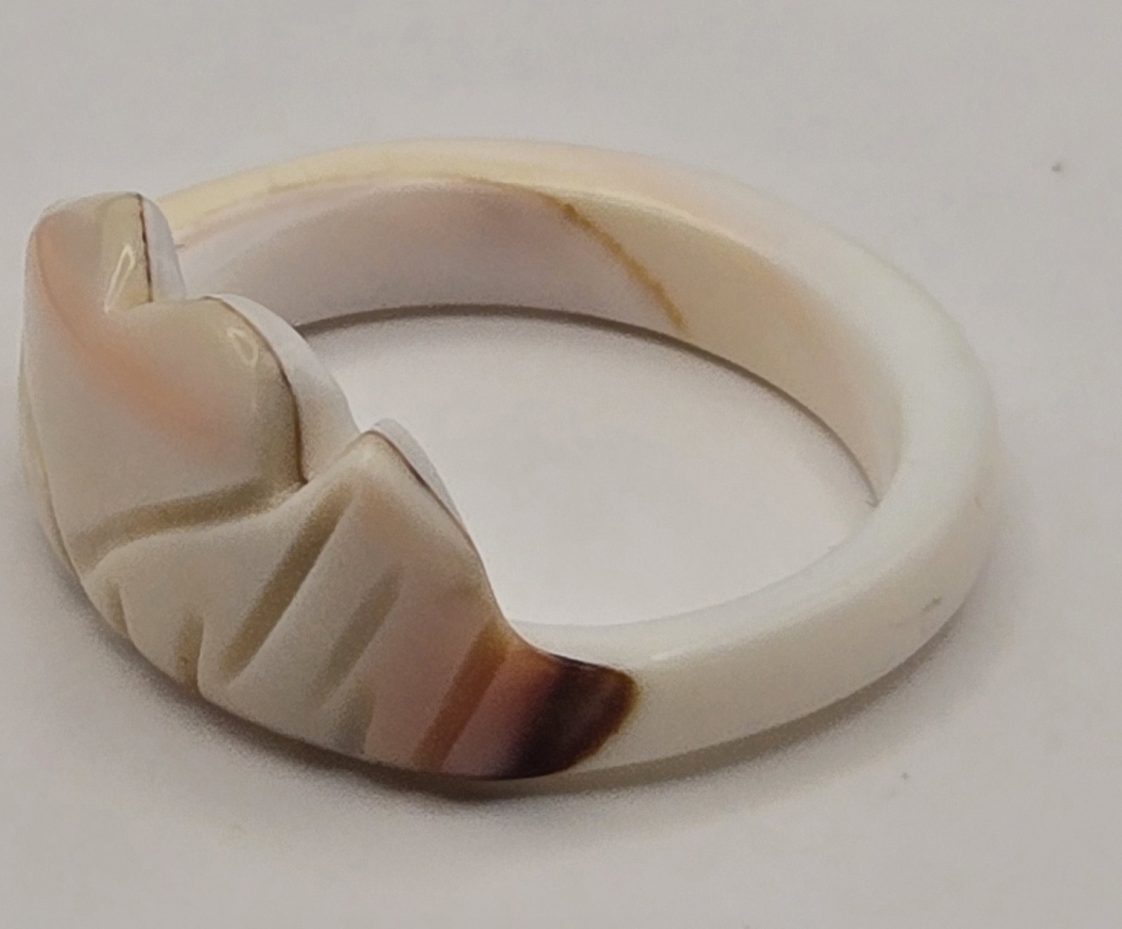 Vintage Hand Carved Shell Heart Carved Seashell Heart Statement Ring BOHO