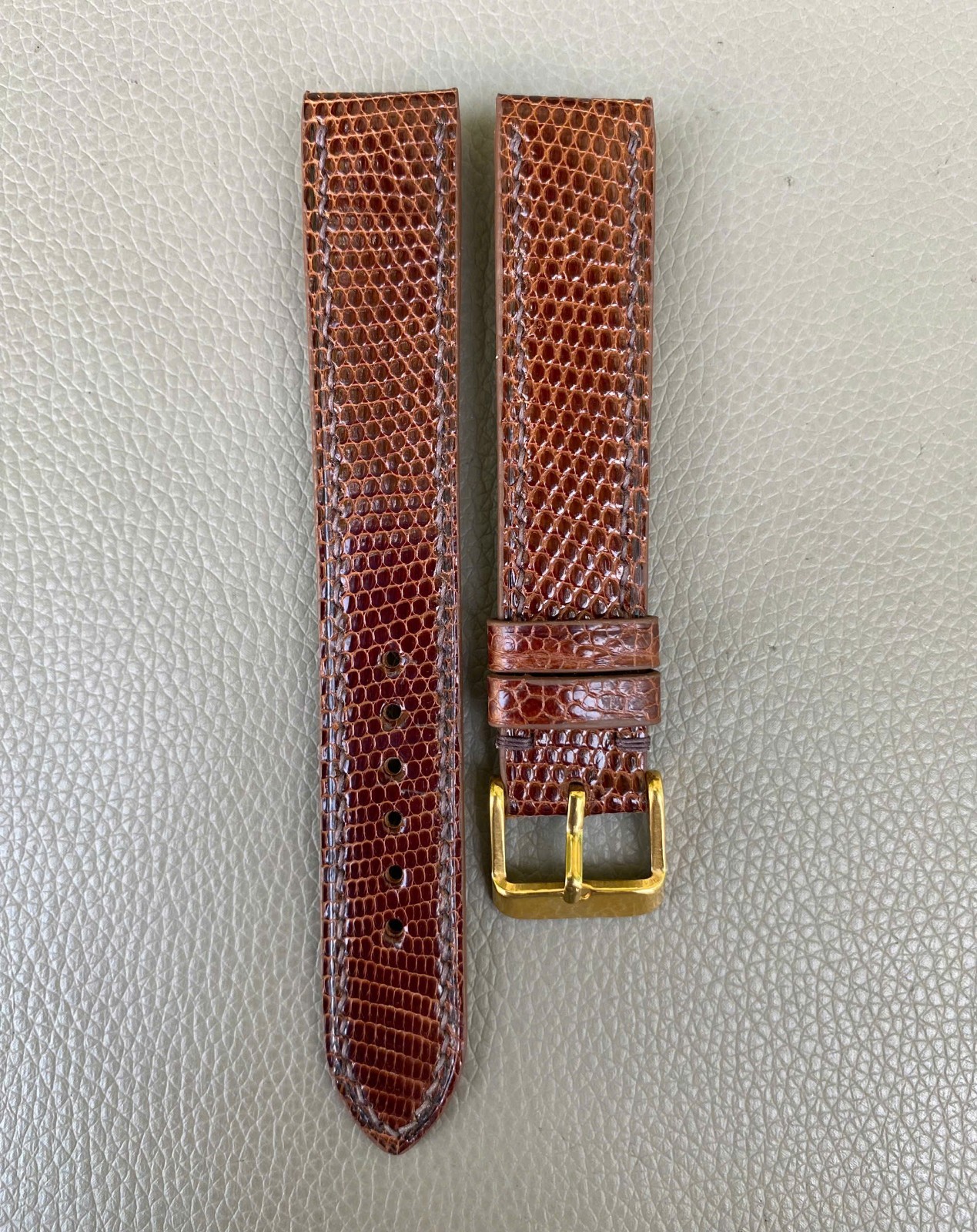 Open Ended Brown Genuine Lizard Leather Watch Strap size 12 13 14 15 16 17..26mm