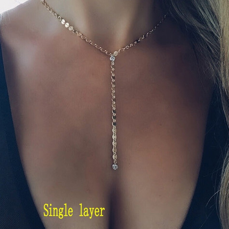 Multi-layer Goldplated Silver Sequins Choker Pendant Chain Necklace Accessories