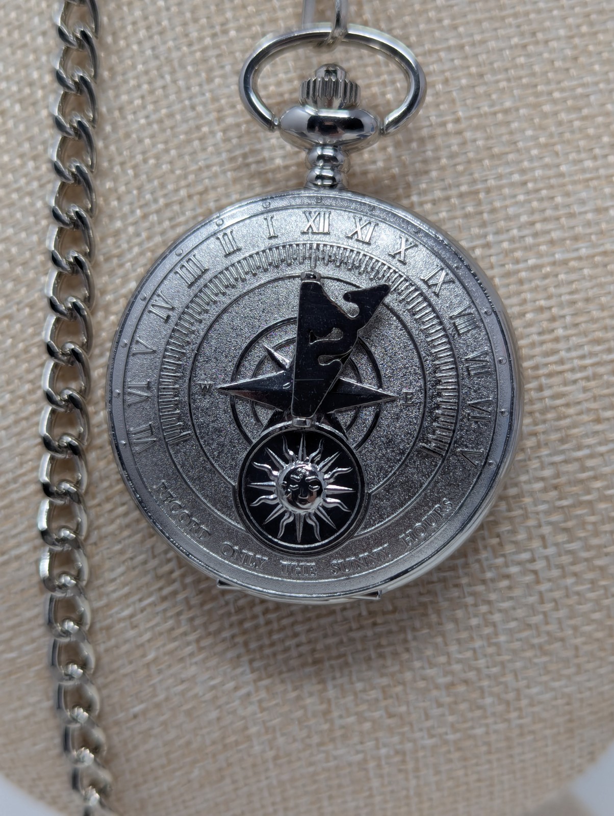 Strada Genoa Pocket Watch Compass Dial Roman Numerals w/ Chain New In Box Quartz