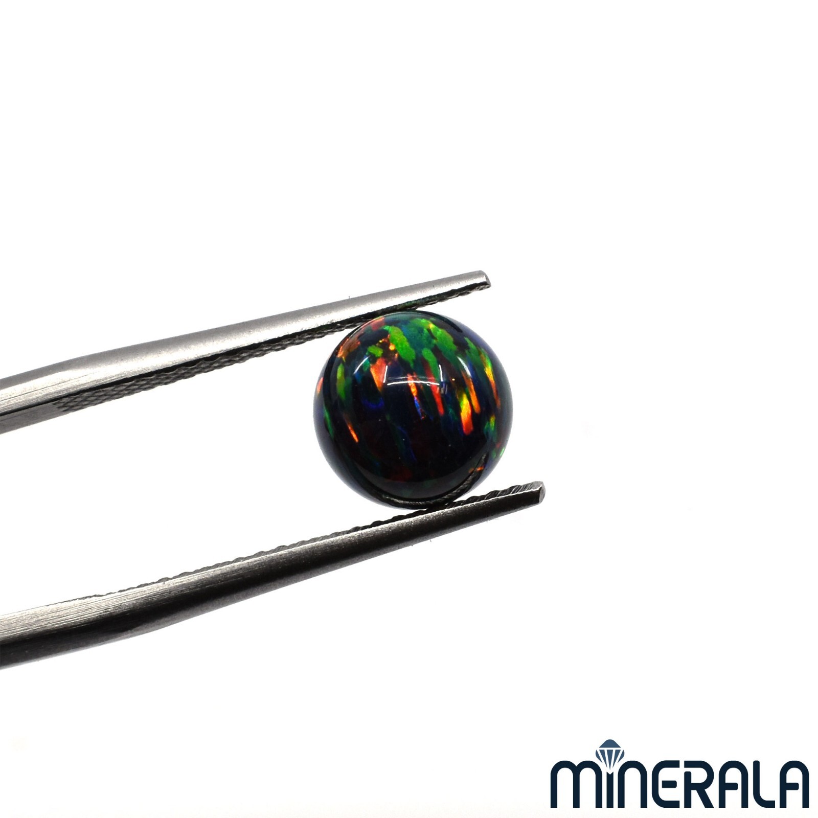 FIRE BLACK SYNTHETIC LAB CREATED OPAL FULL DRILL ROUND BEADS 3mm-10mm WP027B5