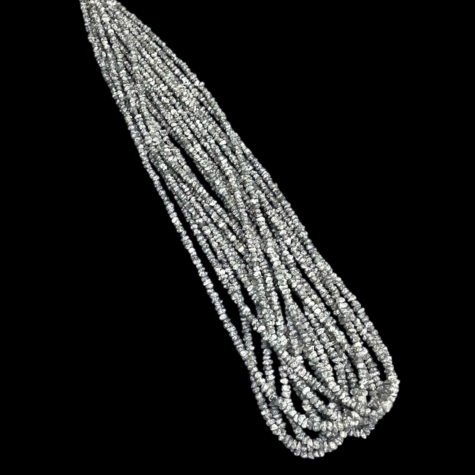 16 Inch Natural White Grey Diamond Rough Beads Uncut Single Strand For Jewelry
