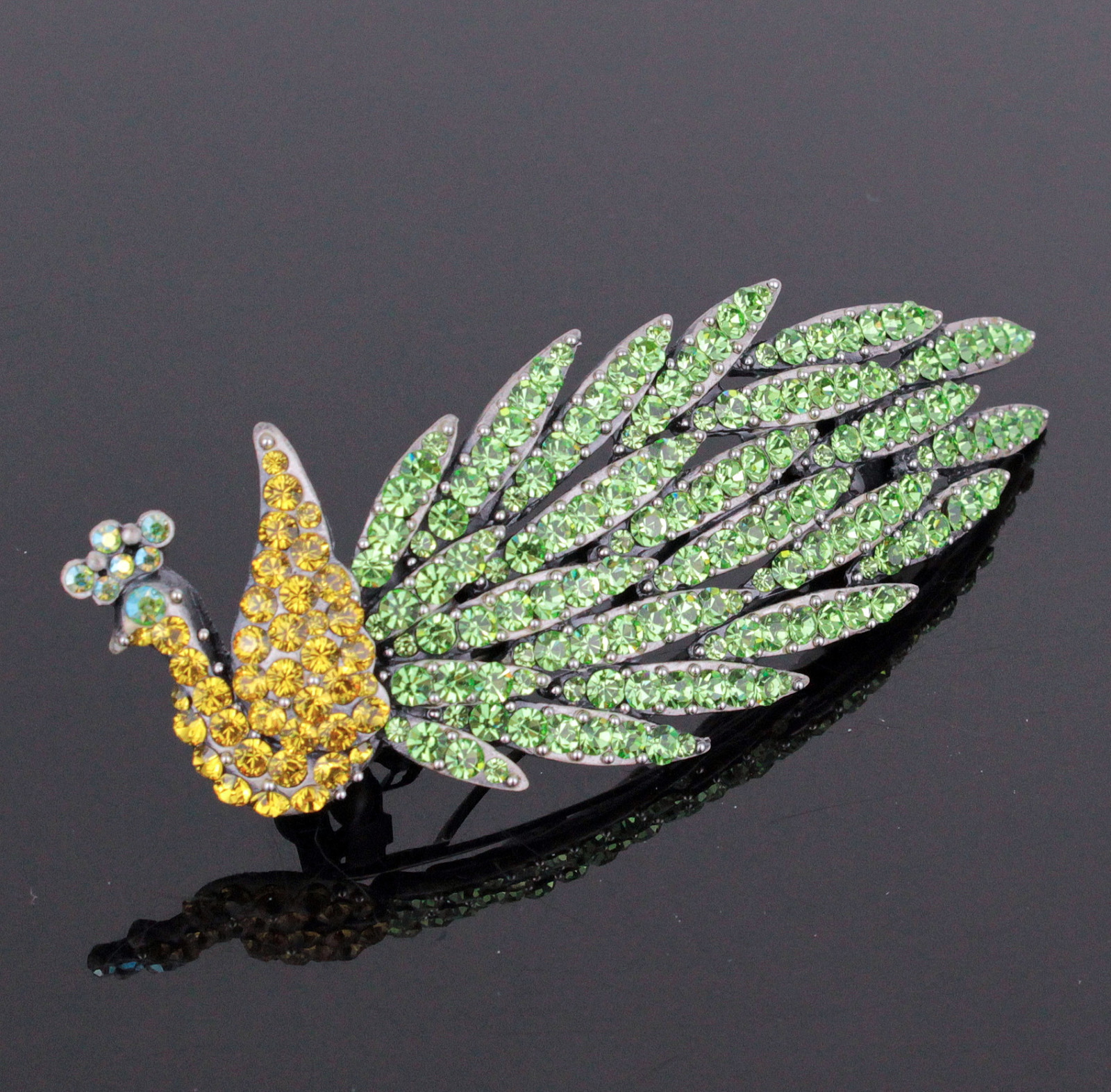 Phoenix Green Austrian Rhinestone Hair Barrette Clip Ponytail Holder Comb B114G