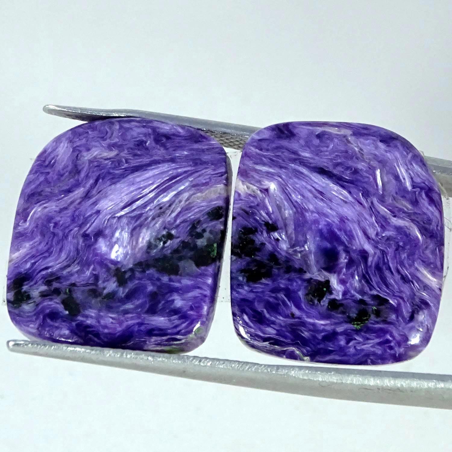 25.60Cts. Natural Purple Charoite Pair Fancy Cabochon Gemstone 17X19X3MM