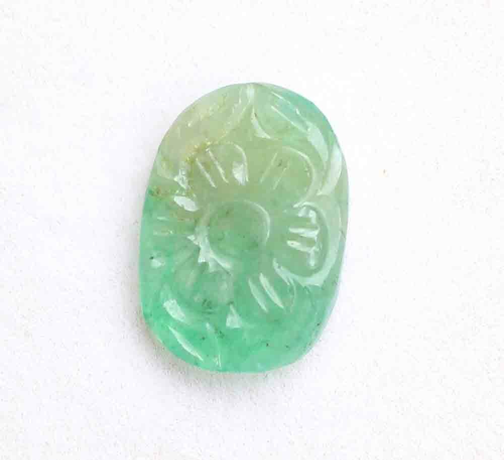 13.5* mm Natural Emerald Hand Made Carving 8.40 CTS Zambian Loose Gemstone