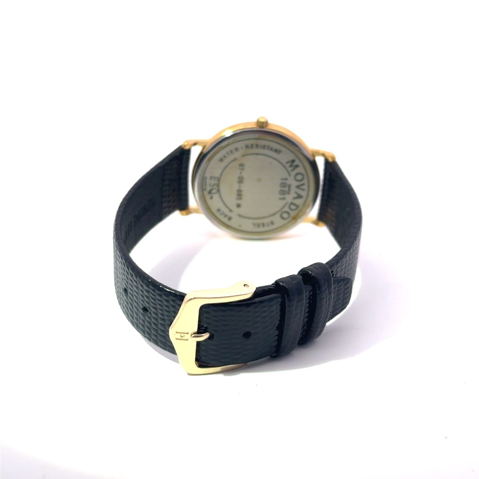 Vintage Movado ESQ Quartz 87-06-885 K Stainless Steel Cream Dial Wristwatch 33mm