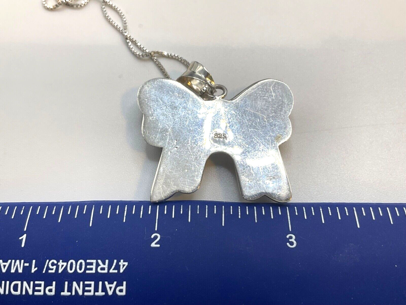 Sterling Silver Puffy Bow Pendant 1.25″ x 1.25″ on 20″ box Italian Necklace 925