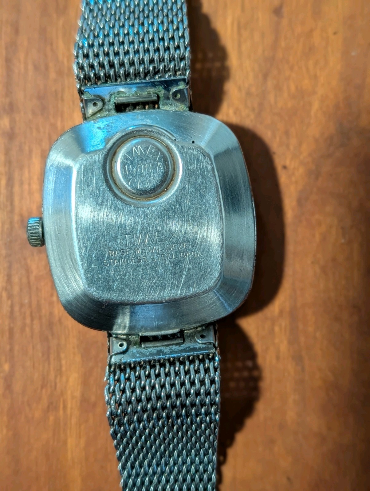 Vintage Classic Timex Electric Dynabeat Watch Square Case Root Beer Dial