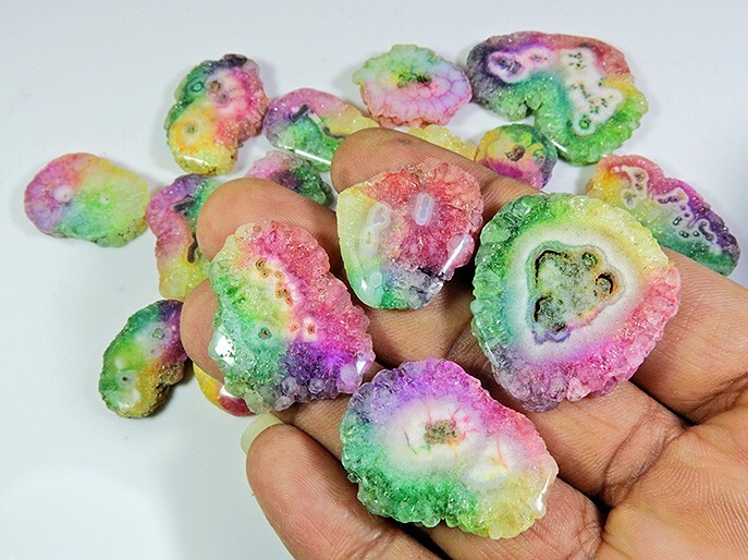 1250Cts.Natural Solar Druzy Agate Multi Color Mix Cabochon Gemstone 30Pcs Lot