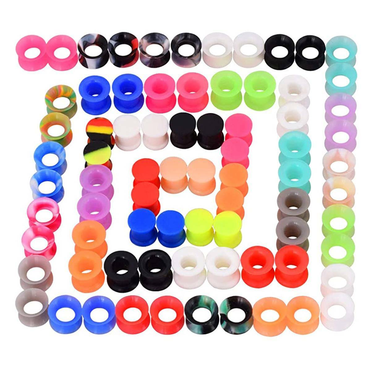 6-76PCS/LOT Soft Silicone Ear Flesh Tunnel Plugs Ear Gauges Kit Ear Expanders