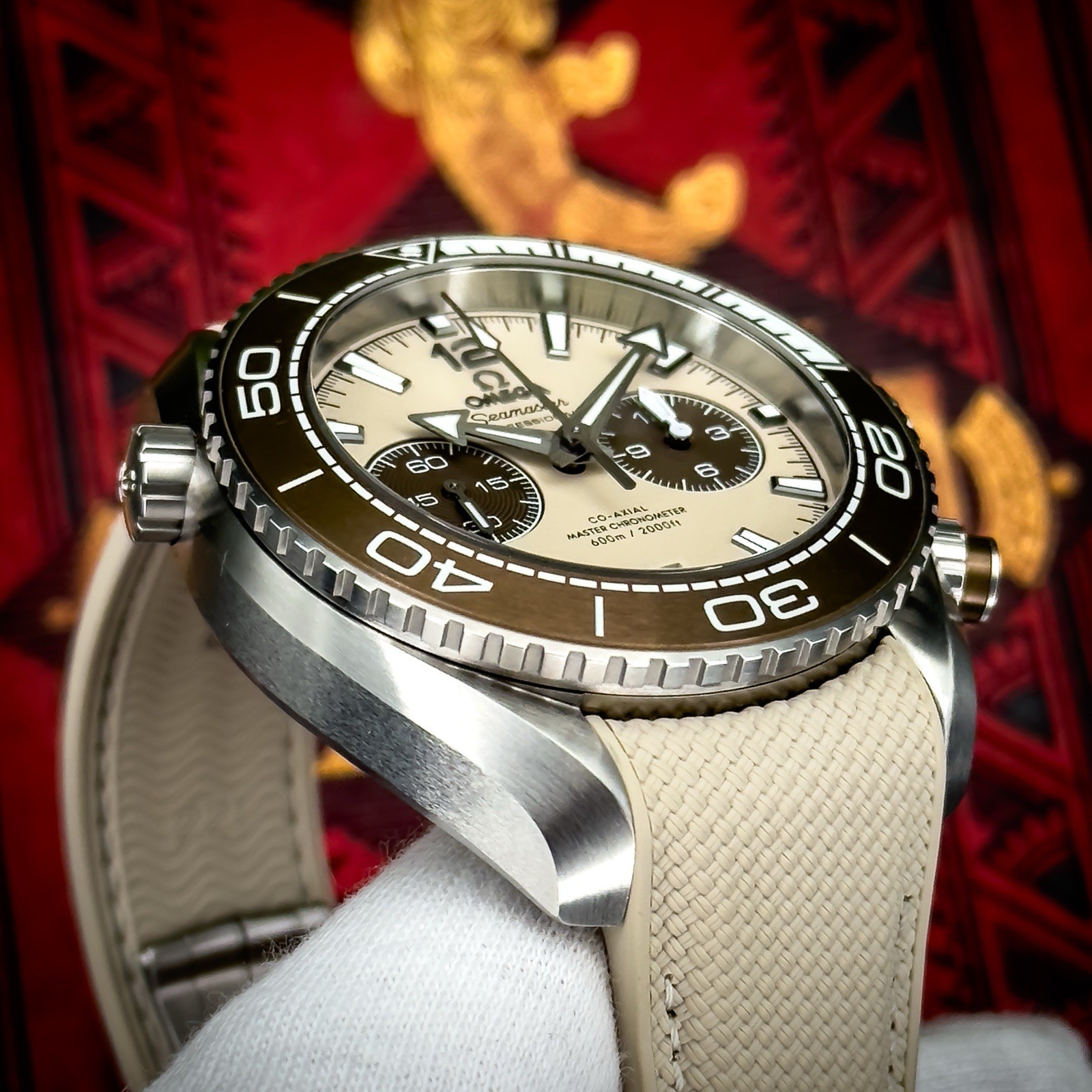 Omega Seamaster Planet Ocean Chronograph Beige Dial 45.5mm 215.32.46.51.09.001