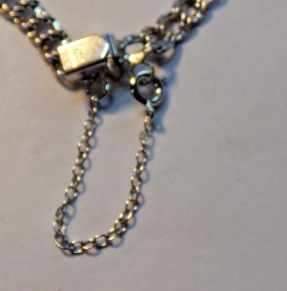 Vintage ELCO STERLING SILVER Charm Bracelet with safety chain 6.5″ long