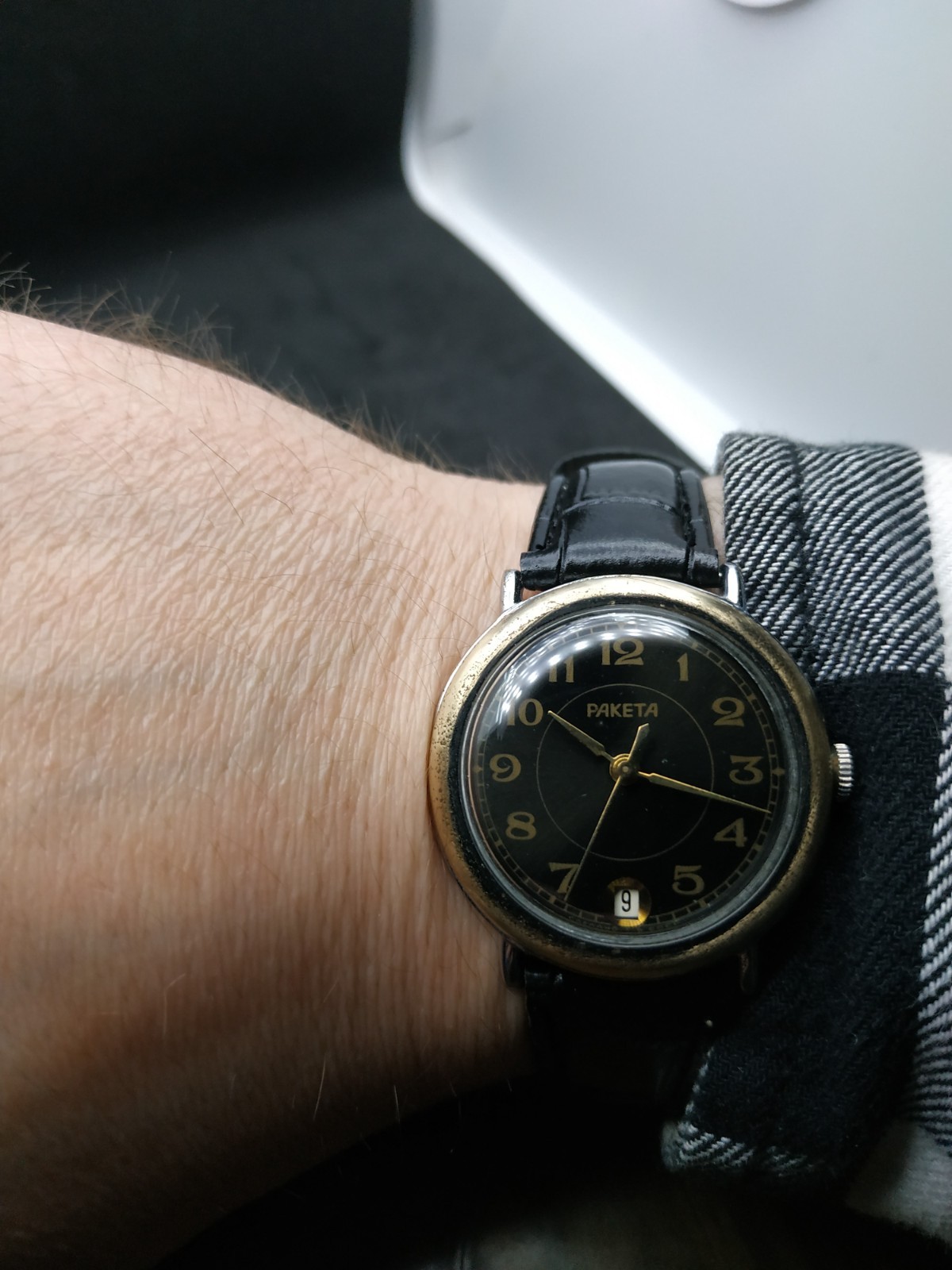 Men’s Dress Vintage USSR Watch Raketa Mechanical 2628.H Black Dial Retro Soviet