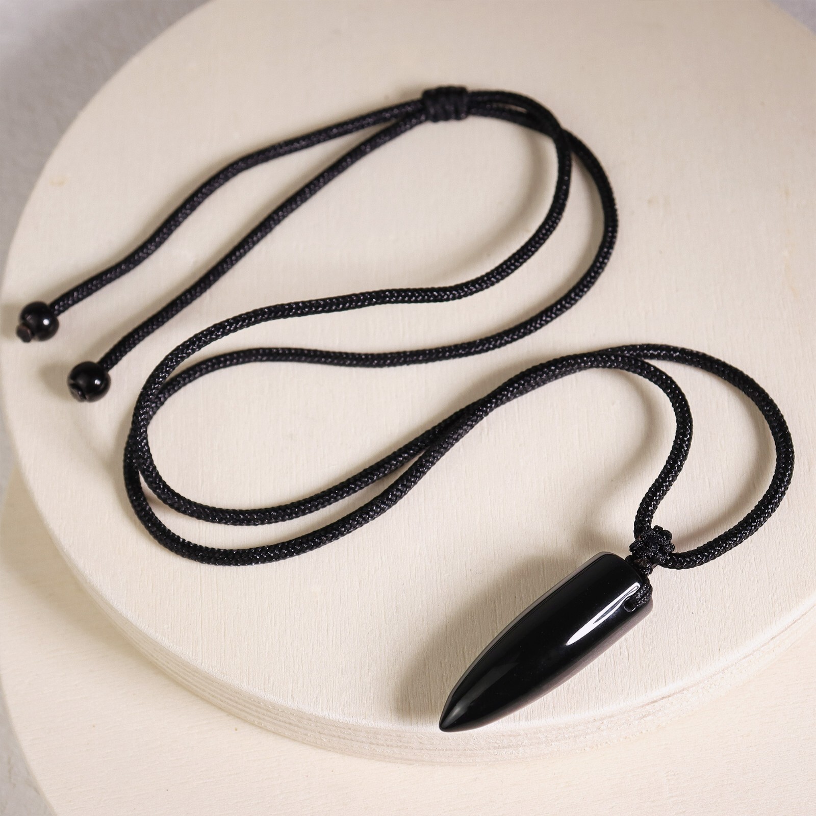Black Tourmaline Crystal Gemstone Pendant Healing Protection Women Men Necklace