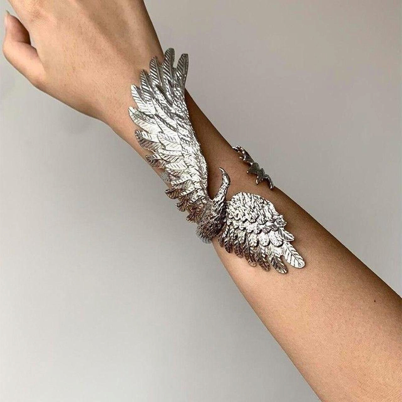 Silver Phoenix Wing Cuff Bracelet