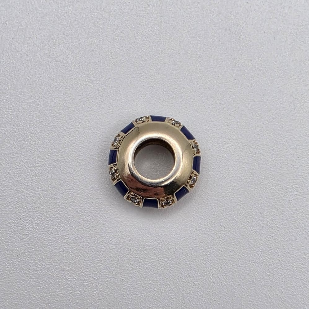 Pandora S925 ALE SHINE Exotic Stones & Blue Stripes Gold Plated Charm 768029CZ