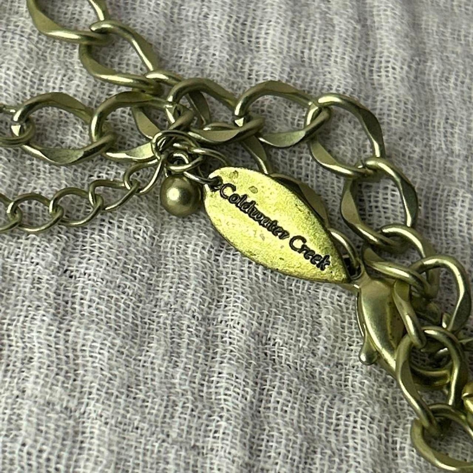 Coldwater Creek Matte Gold Abstract Geometric Tiered Bib Necklace