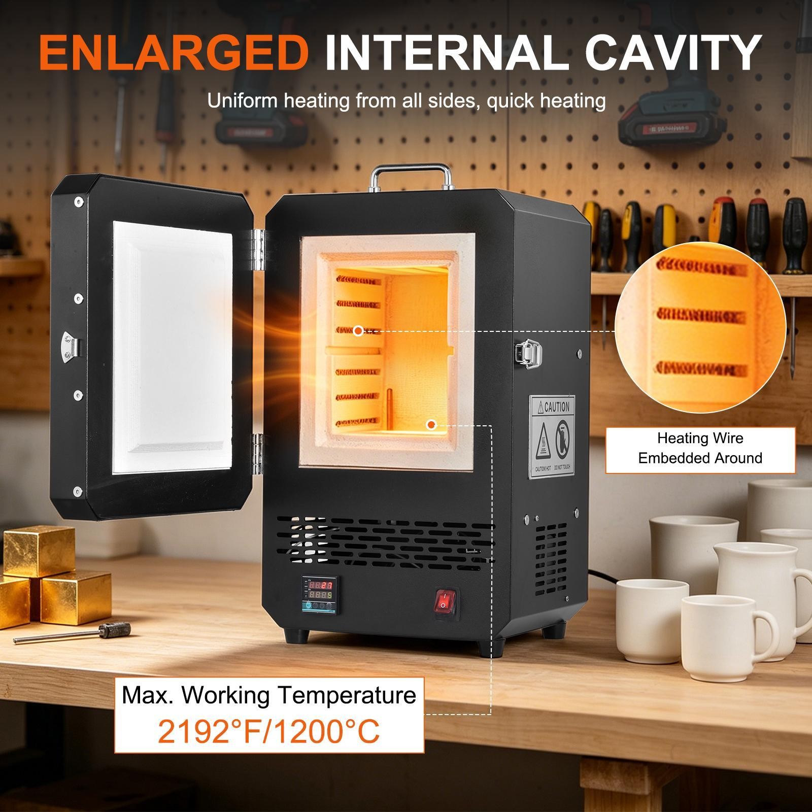 Tabletop Kiln Melter 1500W Electric Melting Furnace for Wax Casting Metal USA