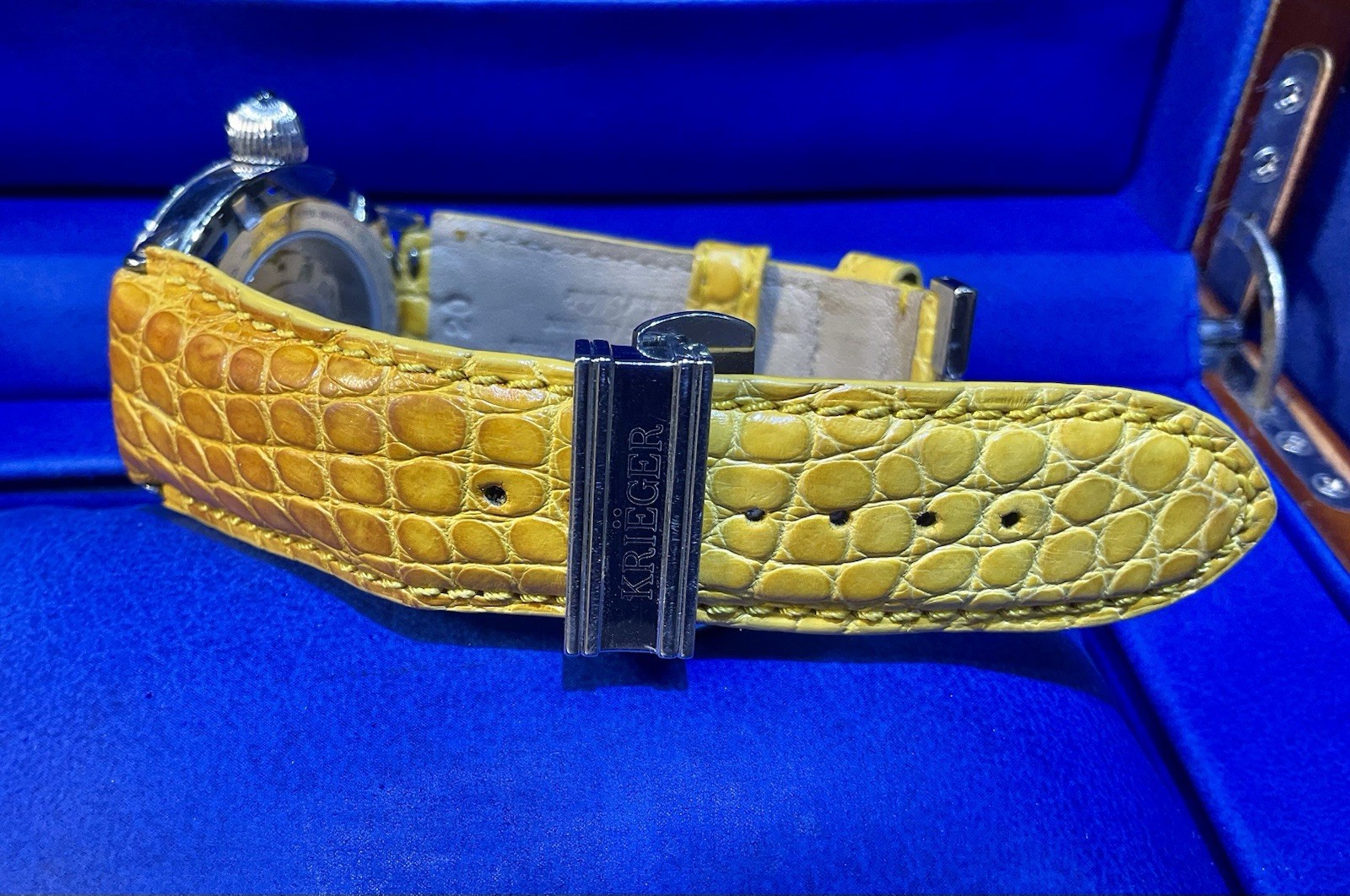 Krieger Gigantium Diamond Bezel MOP Dial Leather Strap Watch Full Set