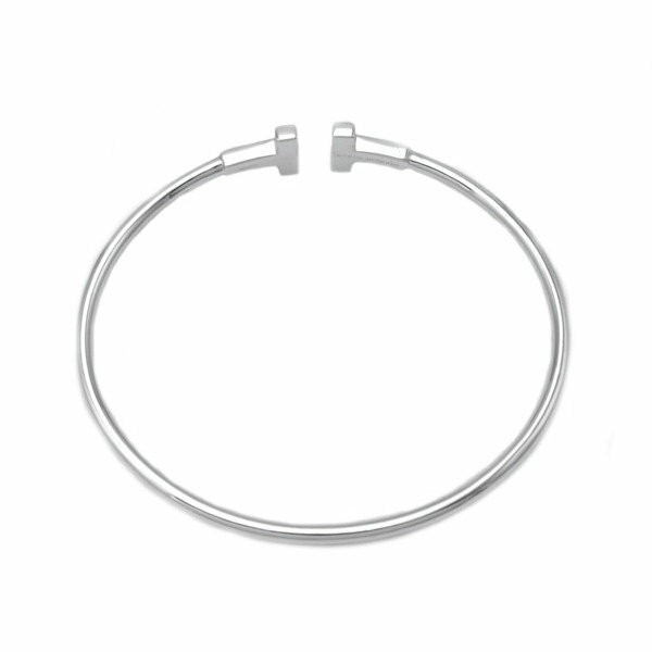 Tiffany & Co. T Wire Bangle Bracelet K18 White Gold 17cm 6.6” 99