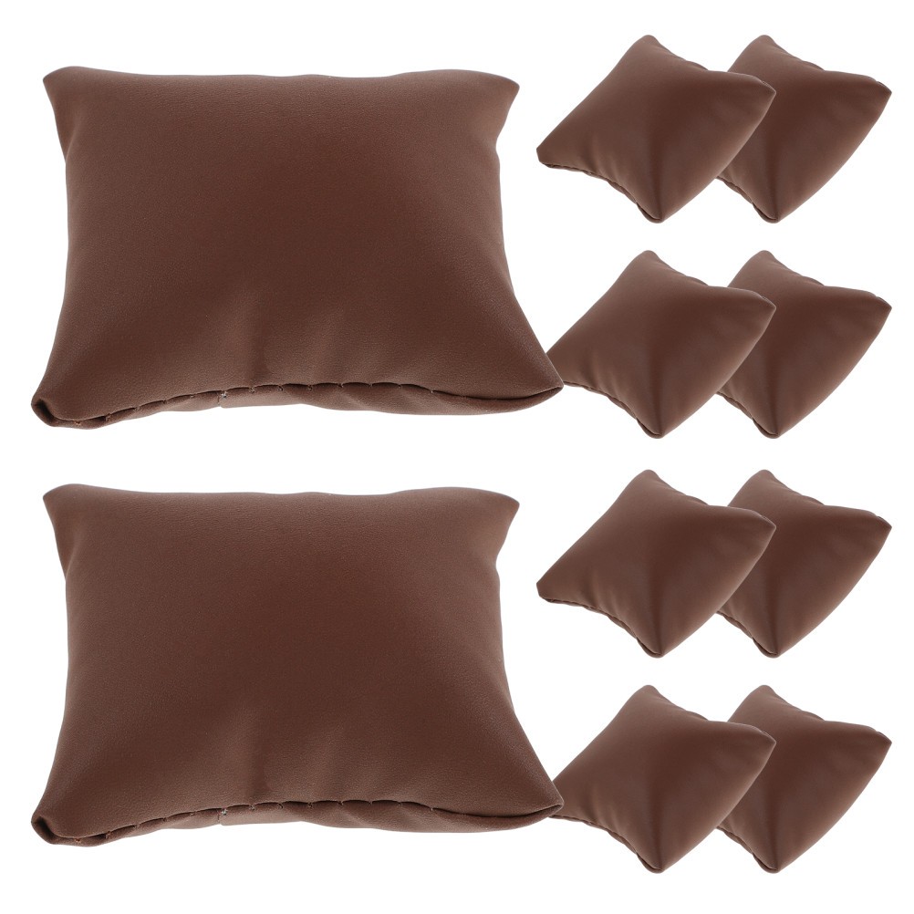 10Pcs Durable Brown PU Watch Pillow Cushions Soft Jewelry Storage Display