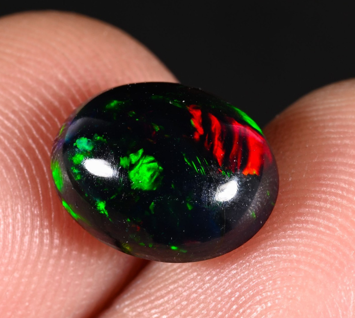 1.50 Ct Natural Ethiopian Black Opal 10×8 mm Fire Opal Cabochon Loose Gemstone