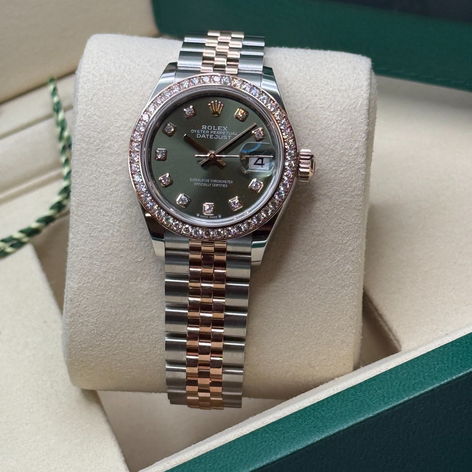 Rolex Lady-Datejust NEW 2025 Olive Green Diamond Dial 279381RBR Jubilee Bracelet