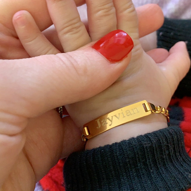 Baby bracelet 14k personalized baby bracelet Name plate Bracelet Gold Plate